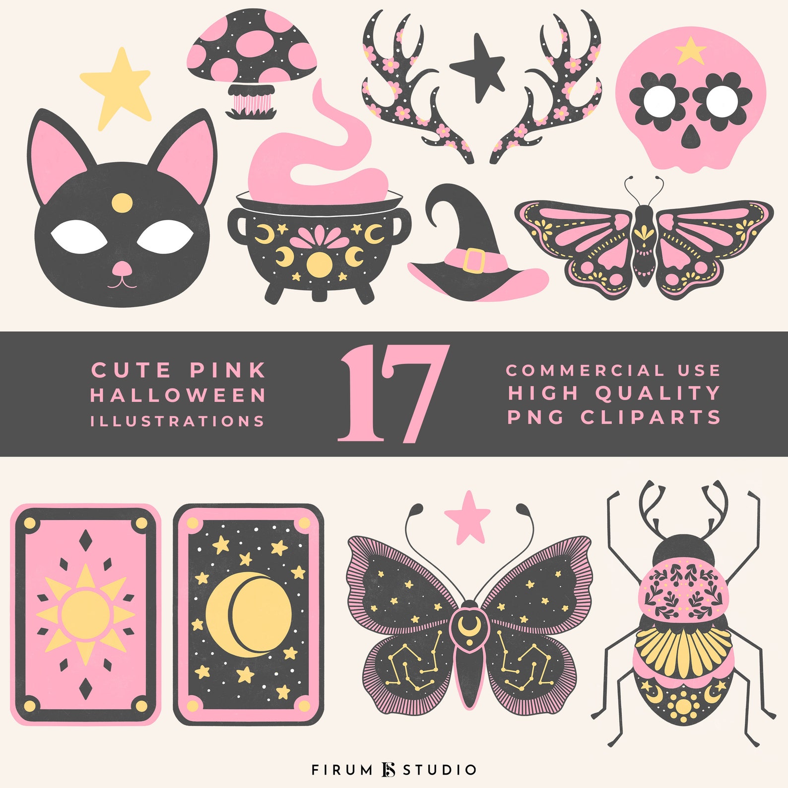 Pastel Goth Clipart Cute Halloween PNG Digital Download Etsy