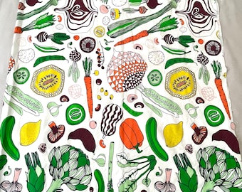 IKEA Sweden Paulin Machado Vegetable~Fruit Vibrant Fabric~ 78 in x 59 in ~Discontinued pattern in Excellent Condition