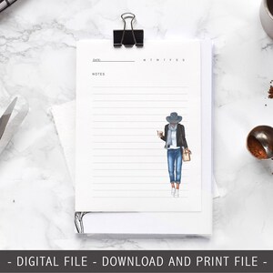 Pobieranie cyfrowe papieru do notatek | Papier do notatek z wykładów | Dobre notatki | Pobierz i wydrukuj | Papier do notatek z dziennika | Papier do notatek dla czarnej dziewczyny |