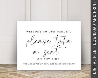 A3 Wedding Sign, Take a Seat, Pick a Seat Wedding Sign, Digital Download