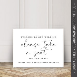 A3 Wedding Sign, Take a Seat, Pick a Seat Wedding Sign, Digital Download