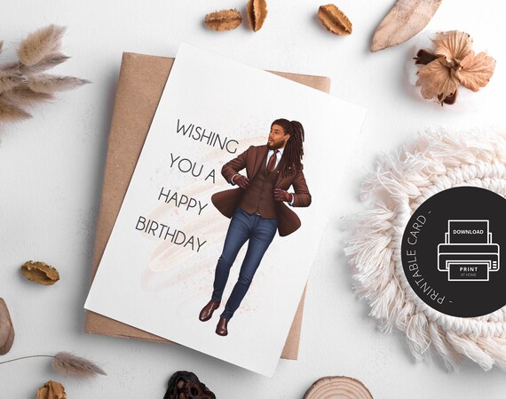 Printable Birthday Card Black Man Birthday Card Printable - Etsy