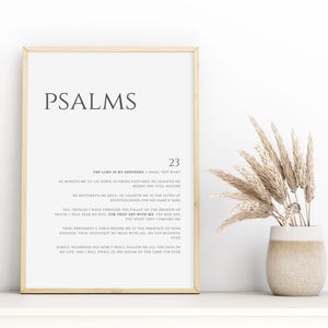 Psalm 23 versus poster, The Lord Is My Shepherd Prayer, 23 Psalm Typographic art poster, Download and Print Poster