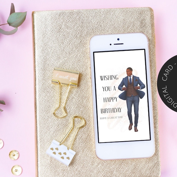 Black Man Birthday Cards Digital Etsy