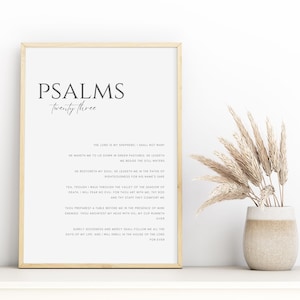 Psalm 23 versus poster, The Lord Is My Shepherd Prayer, 23 Psalm Typographic art poster, Download and Print Poster