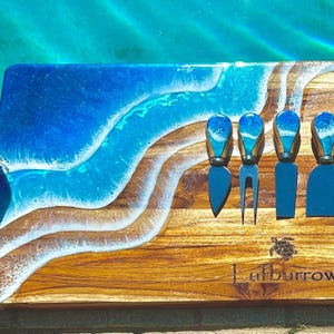 Personalized Ocean Charcuterie Resin cheese Serving Board, Unique Gift for Wedding, Anniversary, New Home, Birthday,  and Custom Wall Art.