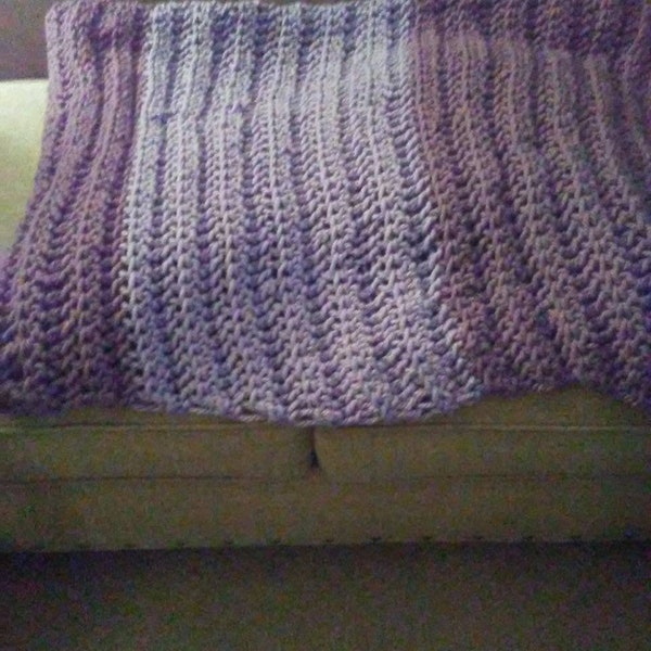 Purple lavendar traditional yarn afghan for purple lovers