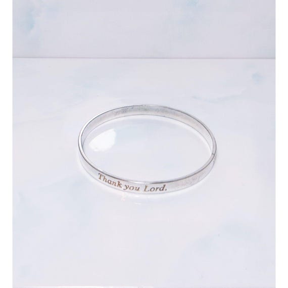 Solid Silver Plated Inspirational Bangle Peace I … - image 5