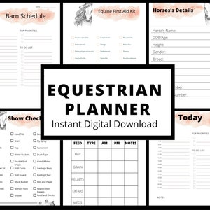 Equestrian Planner Horsehead Owner Rider Barn Manager Checklists First Aid Feed Schedule