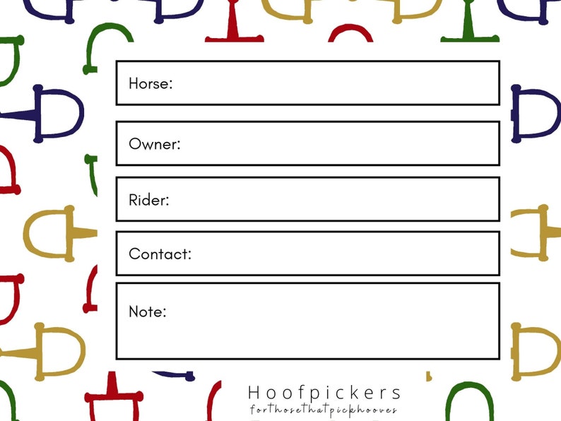 Horse Stall Card Digital Download Print Clinics Shows Emergencies