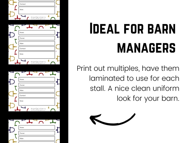 Horse Stall Card Digital Download Print Clinics Shows Emergencies