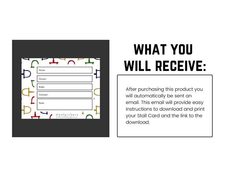 Horse Stall Card Digital Download Print Clinics Shows Emergencies