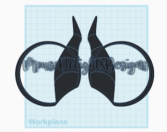 May include: Black silhouette of a pair of Mickey Mouse ears with a white circle around them. The text "Mouse Delights Designs" is visible in the center of the circle.