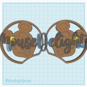May include: Two brown Mickey Mouse ears with yellow accents. The text "Mouse" and "Ears" is visible on the ears.