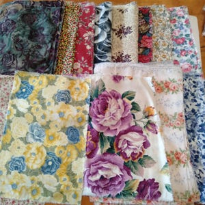 Buy 2 get 1 free. Roses Fabric bundles, cotton rectangles for crafting
