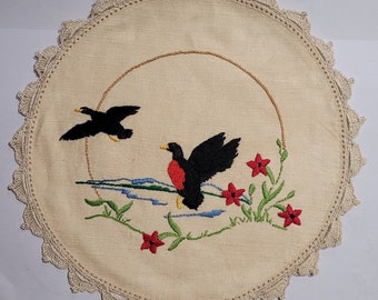 Vintage embroidered doilies