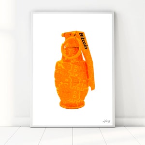 Bitcoin Crypto Luxury Grenade Wall Art Print Poster LIMITED 100 COPIES