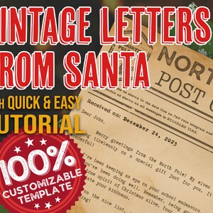 Carta de Telegrama Vintage de Santa Carta de Telegrama de Santa Carta Infantil Personalizable de Santa Carta Retro Regalo Infantil para Navidad