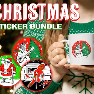 Pacote triplo de adesivos de Natal, pacote de adesivos de férias, adesivo de ilustração original de Natal, pacote de adesivos criativos de férias, presente de Natal