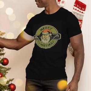 Stoer kerstman Merry Christmas-T-shirt voor kerst Uniseks shirt origineel kunstwerk kerstman kerstshirt retro kerstmanshirt vintage kunst