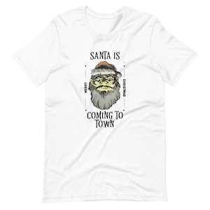 Kerstman komt naar de stad kerstshirt Uniseks kerstmanshirt Authentiek T-shirt met kunstwerk voor kerst Stoer kerstmanshirt