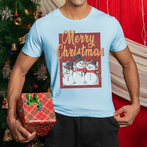 Wesołych Świąt od Klasycznego Bałwanka Unisex T-shirt, Bałwanki Boże Narodzenie Sezonowe Pozdrowienia Retro Koszulka na Boże Narodzenie Klasyczna Koszulka Bałwanka