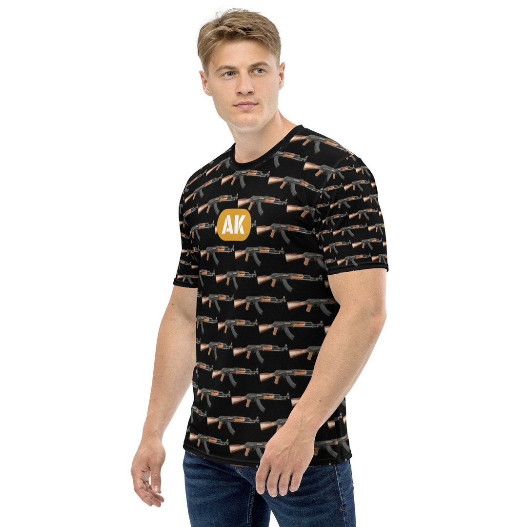 MeanGear AK-47 - Auto Assault Rifle Gun Rights Tee Shirt T-Shirt, S, Black