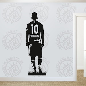 Personalized footballer wall decal with your choice of name and number