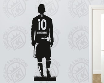 Personalized footballer wall decal with your choice of name and number