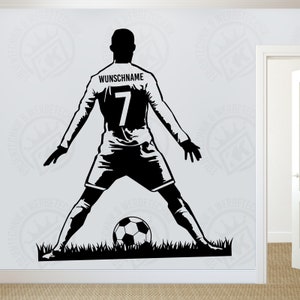 Wall decal footballer pose with desired name and desired number can be personalized children's room wall motif free-standing decorative children's football