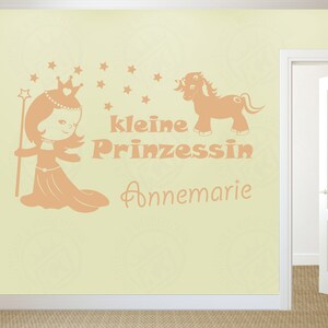 Wall Decal Little Princess Desired Name Customizable Children&#39;s Room Wall Slogan Lettering Unicorn Door Tattoo Freestanding Decoration Monochrome