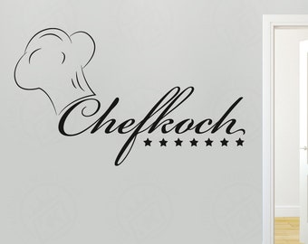 Wall decal Chef Chef Kitchen Decoration Lettering Wall saying Chef's cap monochrome freestanding