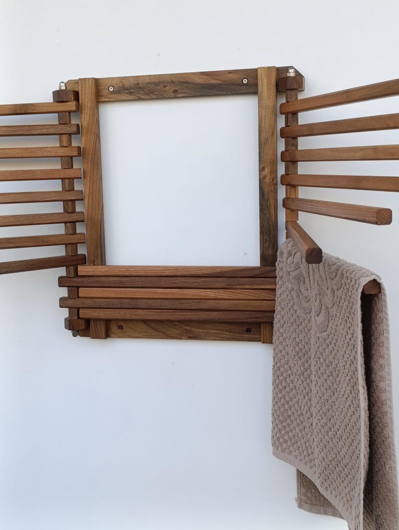 Solid Wood Wall-mounted Laundry Drying Rack: Foldable Space Saver - Etsy