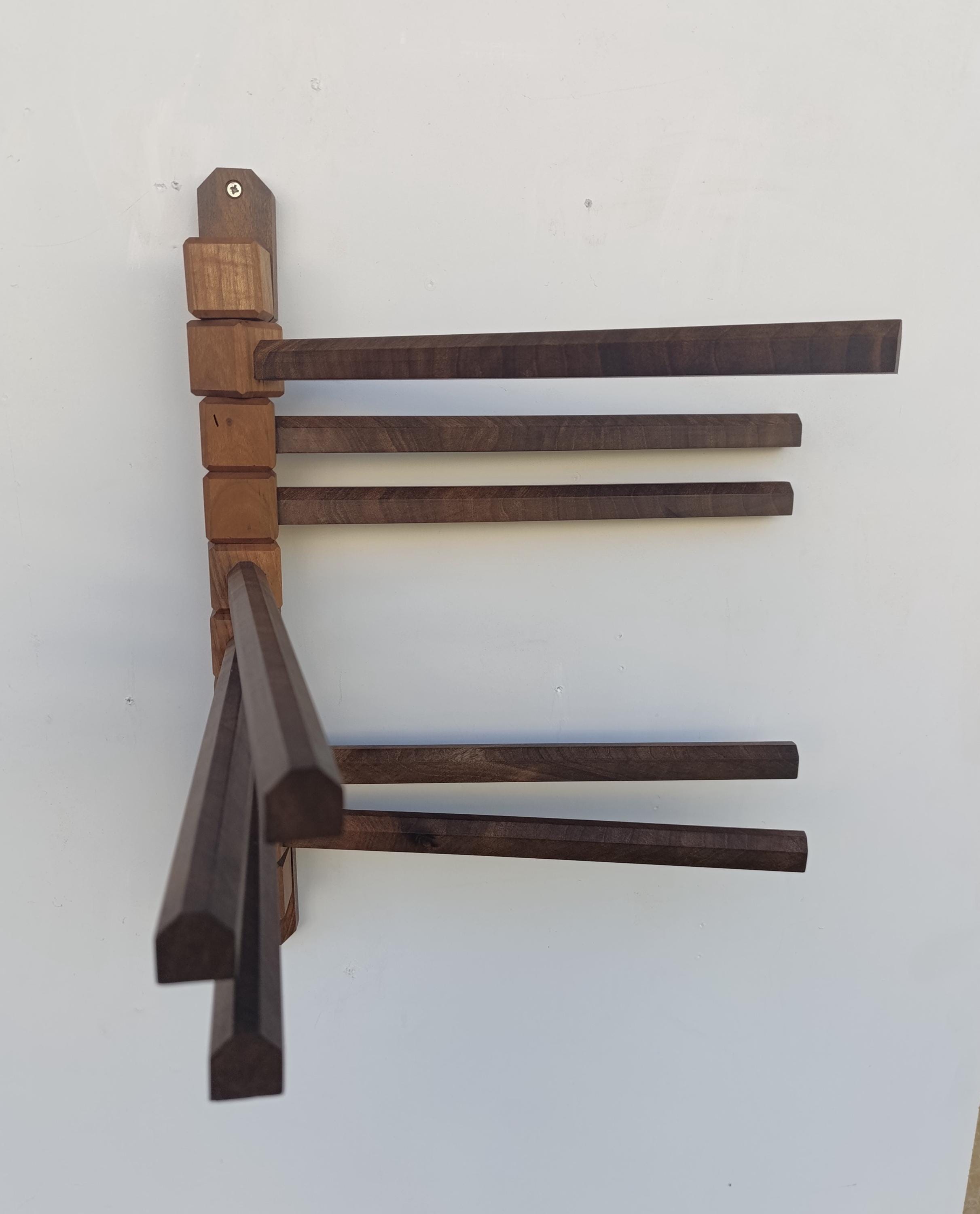 Walnut Clothes Rack Wall Mounted Walnut Trouser Rack: Rotating Clothes Hanger. Foldable ...