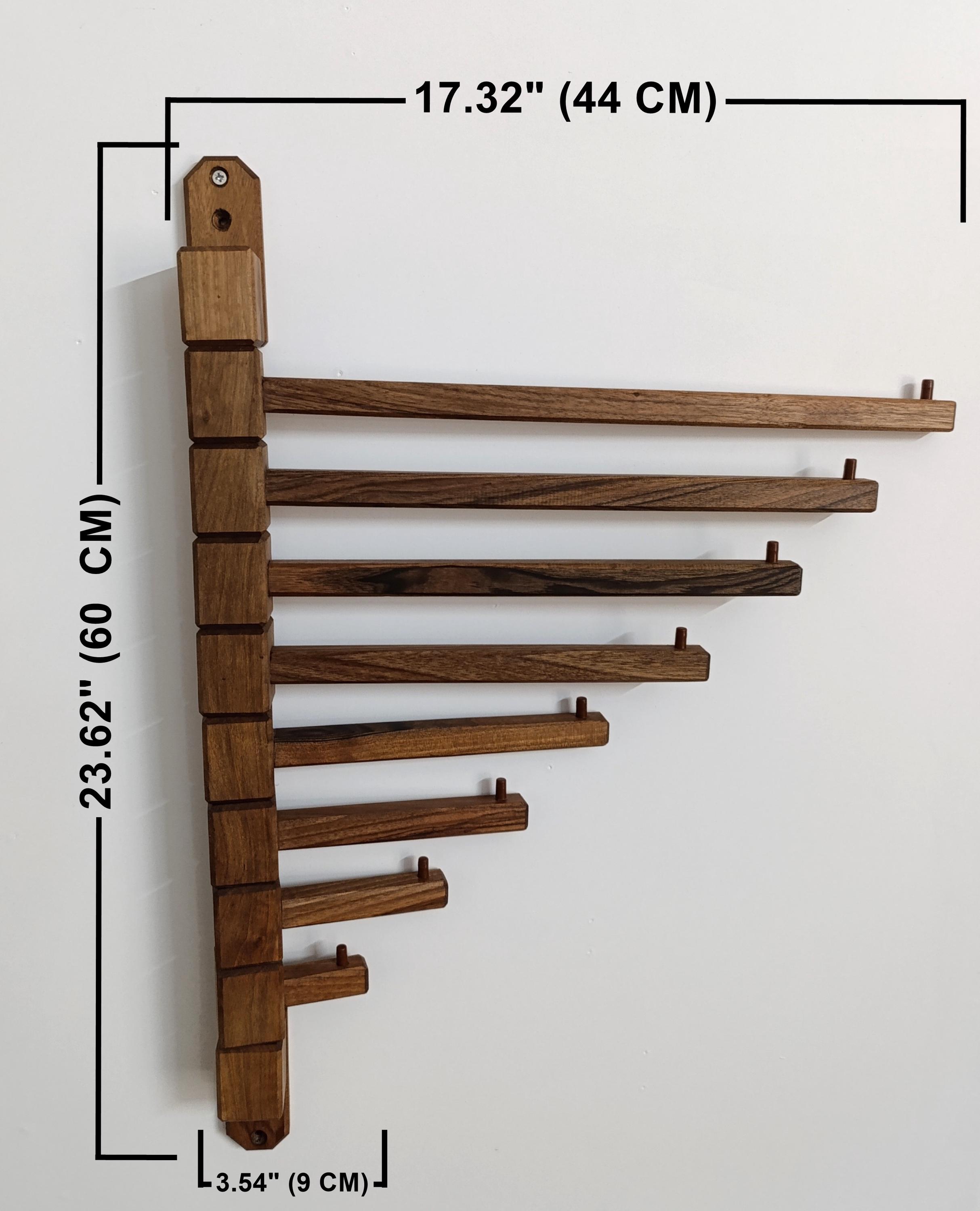 Solid Walnut Wood Wall Mounted Handbag Rack: Rotating Pegs, Purse ...