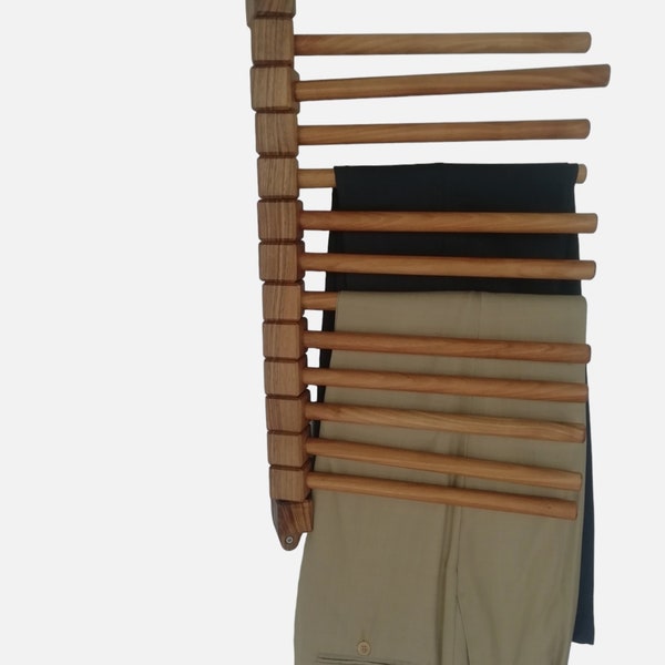 Wall Walnut Wood Trouser Rack, Pants Rack, Jeans Rack, Drying Rack, Wall Clothes Hanger, Leggings rack, Trouser Organizing,Clothing Storage