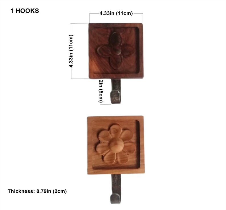 3D Embossed Solid Walnut Wall Coat Rack, Storage Hooks, Purse Hooks