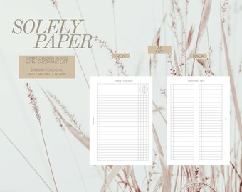 Categorized Inbox Printable Insert - A6