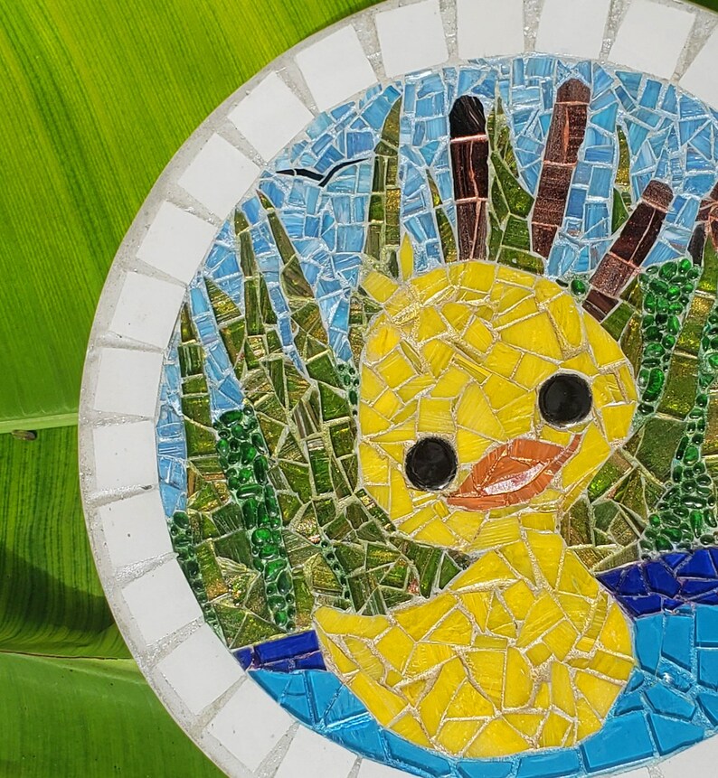 Duck Mosaic Stepping Stone, Luxury Glass Tiles, Pond Art (12 Inch) - Etsy