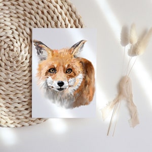 Fox Greeting Card, Cute Woodland Animal Note Card, Fox Art Print Card, Forest Animal Stationery, Fox Lover Gift, Rustic Fox Card, Foxy card