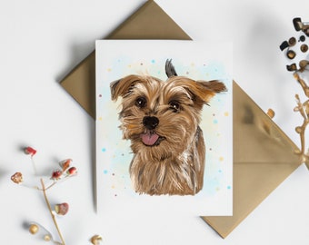 Yorkshire Terrier Art Greeting Card, Yorkie Dog Stationery
