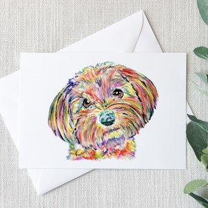 Regenbogen Havaneser Grußkarte, Bunter Hund Kunstdruck, Süße Flauschige Hunde Illustration, Einzigartiges Tier Briefpapier, Geschenk für Hundeliebhaber, Karte für Alle
