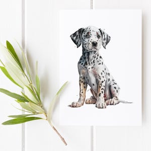 Carte de voeux chiot dalmatien, carte chiot chien, cadeau pour amoureux des chiens, carte d'anniversaire animal mignon, carte intérieure vierge, carte avec enveloppe, gardienne de chien