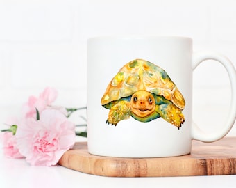 Tortoise Mug, Gift for tortoise mum, Happy tortoise picture , Gift for friend, Tortoise lover, Cute tortoise, office decor for her, coffee