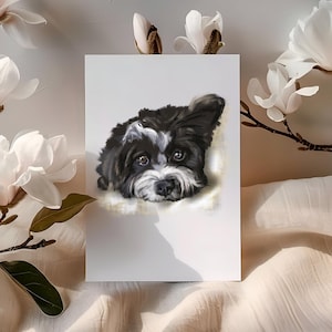 Cavachon Grußkarte, süße flauschige Hundeliebhaberkarte, Cavachon Hundeliebhaber Karte, kleine Hunderasse Illustration, kleine Hunderasse Illustration, Cavachon Geschenk für Sie
