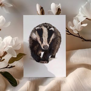 Badger Greeting Card, Woodland Animal Art, Nature Lover Gift, Illustrated Wildlife Stationery, Forest Creature Card, Card for All
