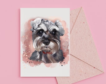 Schnauzer Greeting Card, Happy Birthday Dog Mum, Dog Dad Gift, Dog Card for All Occasions, A6 Greeting Cards, Blank Inside Card, Dog Lover