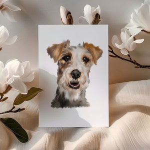 Fox Terrier Greeting Card, Cute Wire Fox Terrier Dog Art, Dog Lover Gift Idea, Illustrated Terrier Stationery, Animal Card for All Occasions