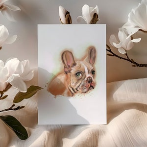 Französische Bulldogge Grußkarte, Süßer Frenchie Hund für Hundeliebhaber, Illustriertes Haustier Porträt, Lustiges Hundebriefpapier, Karte für Alle, Dog Walker