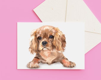 King Charles Birthday Card, Spaniel Greeting Card, Cards For All Occasions, Blank Birthday Card, From dog, Ruby spaniel dog mum, for dog dad